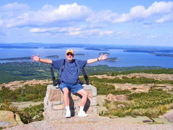 At the peak of Cadillac Mountain