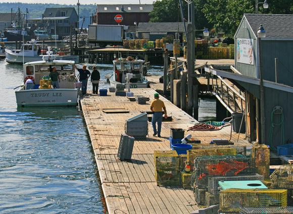 Lobstermen at work in South Bristol Harbor